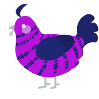 A amethyst and navy chicken with a bar pattern