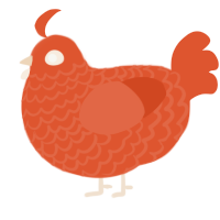 A vermilion chicken with a lace pattern