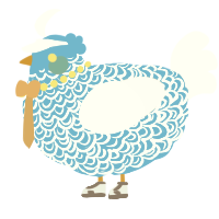 A sky and cream chicken with a double-lace pattern