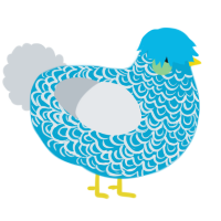 A cerulean and mist chicken with a double-lace pattern