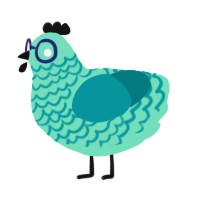 A mint and teal chicken with a lace pattern