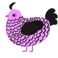 A lavender and sable chicken with a lace pattern