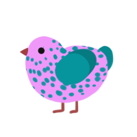 Cotton Candy, a lavender and teal chicken with a speckle pattern