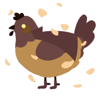 A brown and indigo chicken with a head pattern