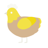 A beige and yellow chicken with a head pattern