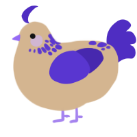 A beige and indigo chicken with a neck-speckle pattern