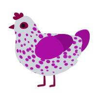 A mist and plum chicken with a speckle pattern