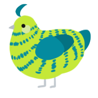 A lime and sea chicken with a bar pattern