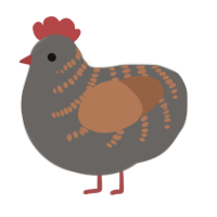 A grey and brown chicken with a half-bar pattern