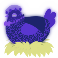 A navy and indigo chicken with a double-lace pattern
