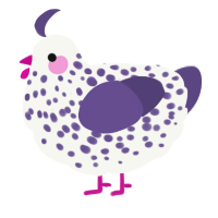 A white and overcast chicken with a speckle pattern