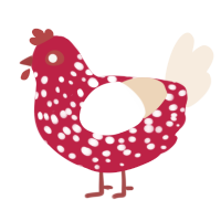 A crimson and cream chicken with a speckle pattern