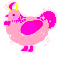 A rose and fuchsia chicken with a neck-speckle pattern