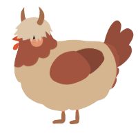 A beige and russet chicken with a head pattern
