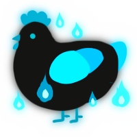A black and cerulean chicken
