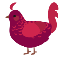 A maroon and crimson chicken with a half-lace pattern
