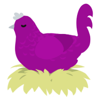 A plum chicken with a half-lace pattern