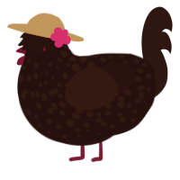 A black and sable chicken with a speckle pattern