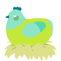 A lime and mint chicken with a head pattern