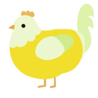 A yellow and apple chicken with a head pattern
