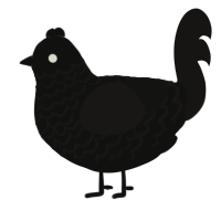 A black and sable chicken with a lace pattern