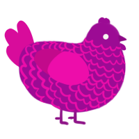 A plum and fuchsia chicken with a lace pattern