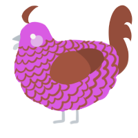 A orchid and russet chicken with a lace pattern
