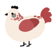 A cream and red chicken with a neck-speckle pattern
