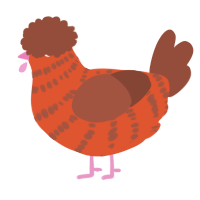 A vermilion and russet chicken with a bar pattern