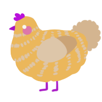 A honey and beige chicken with a bar pattern