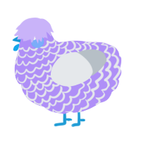 A lilac and mist chicken with a lace pattern