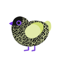 Eternity, a black and lemon chicken with a double-lace pattern