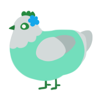 Gemini, a mint and silver chicken with a head pattern