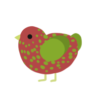 (unnamed), a red and chartreuse chicken with a speckle pattern