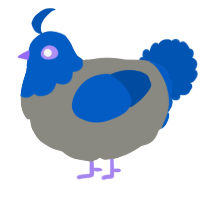A ash and ultramarine chicken with a head pattern