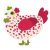 A cream and crimson chicken with a speckle pattern