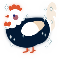 A tumblr and cream chicken with a head pattern