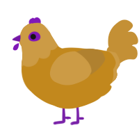 A ochre and gold chicken with a head pattern