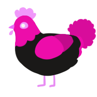 A sable and fuchsia chicken with a head pattern