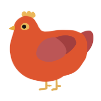 A vermilion and red chicken