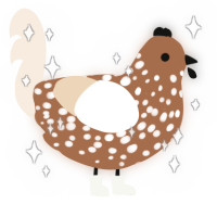 A brown and cream chicken with a speckle pattern