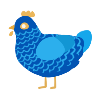 A ultramarine and sky chicken with a lace pattern