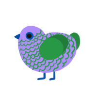 Weird Sponge, a lilac and viridian chicken with a lace pattern