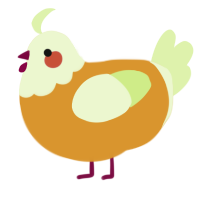 A orange and apple chicken with a head pattern
