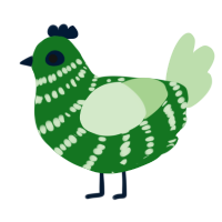 A leaf and gluppy chicken with a bar pattern