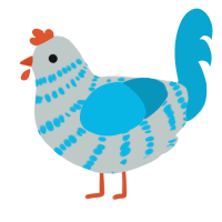 A silver and cerulean chicken with a bar pattern