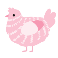 A rose chicken with a bar pattern