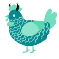 A teal and mint chicken with a lace pattern