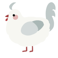 A white and silver chicken