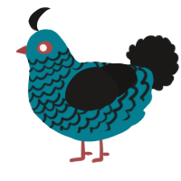 A sea and sable chicken with a lace pattern